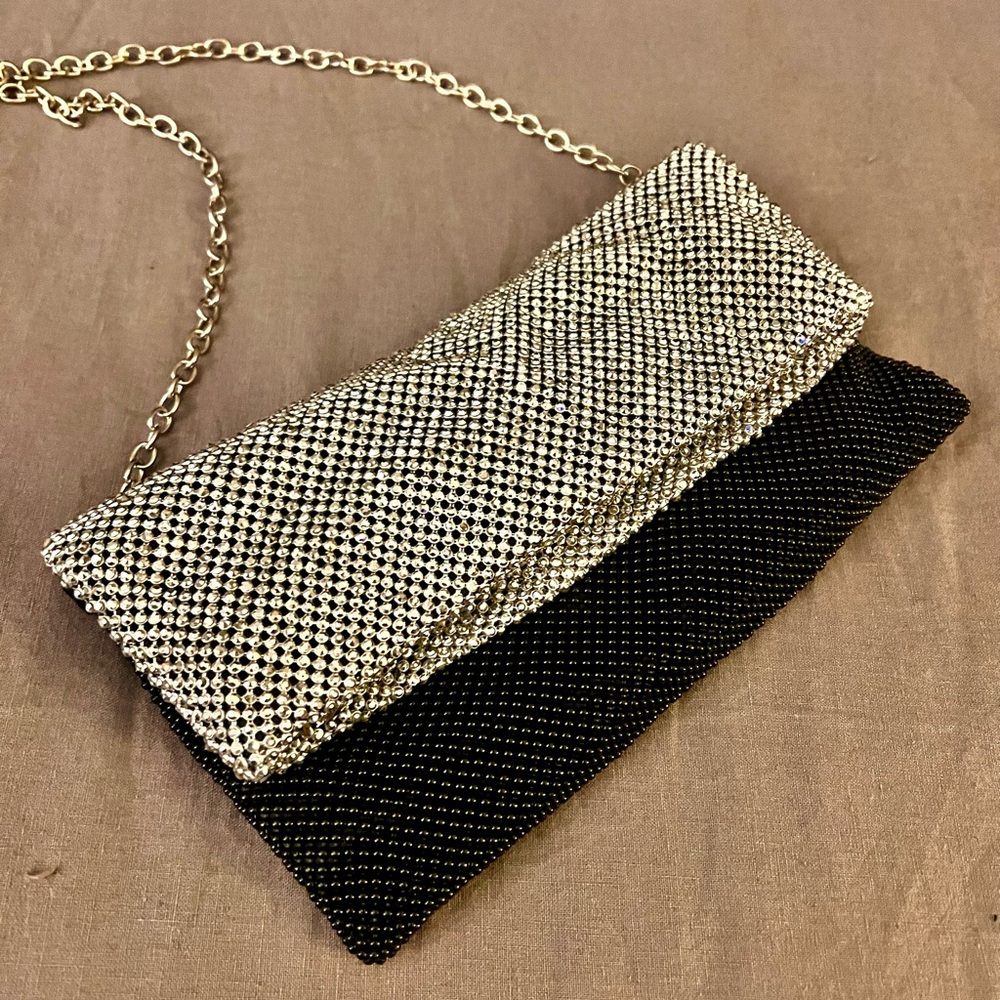 Rhinestone Clutch With Chain Strap.